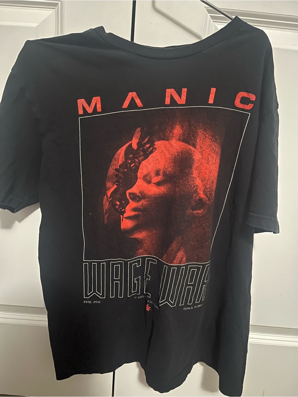 Manic Wage War Graphic Tee - Black with Red Print